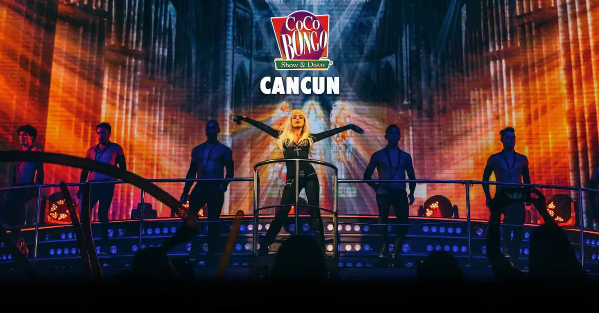 Acrobatic show over the crowd at Coco Bongo night club